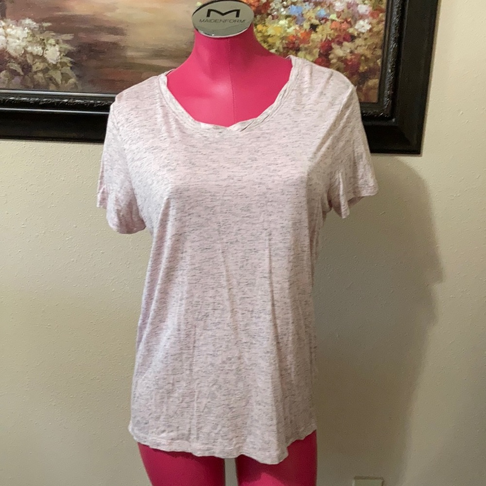 New with Tags! F&F Pink Blush Heathered Short Sleeve Shirt Stretch Women’s 8